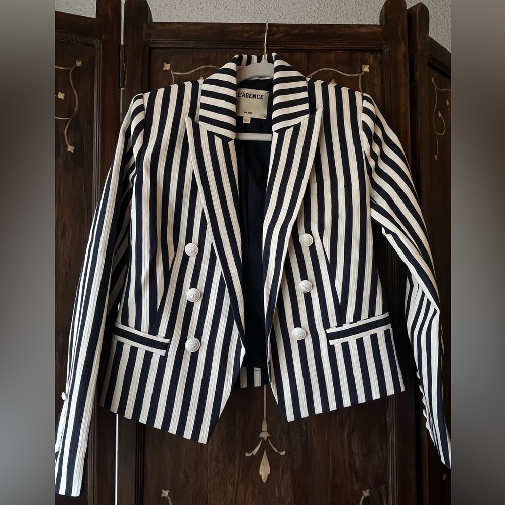 Black and white striped blazer